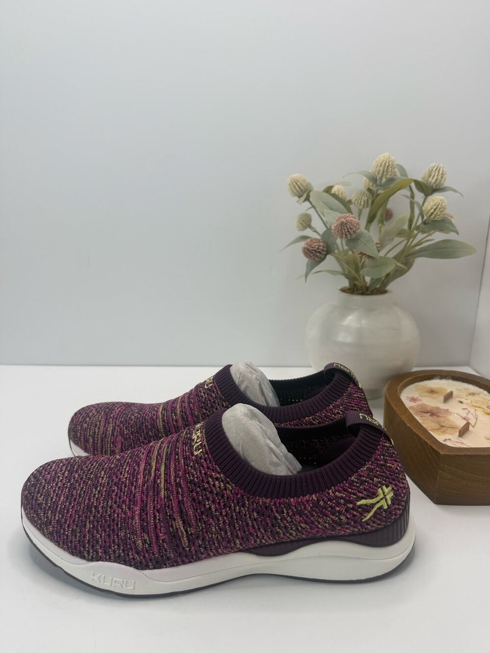 Kuru Stride Novaknit Slip On Comfort Sneaker Plum Purple Confetti Women 9.5M NWB